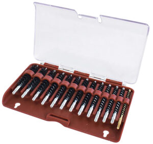 Tipton 615333 rifle bore brush set .17-.45 cal with nylon bristles and hinged storage box