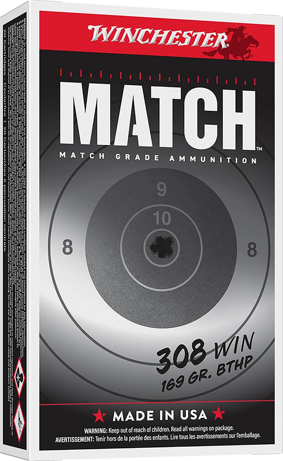 Winchester Match Elite Marksman .308 Win 169 gr ammunition box, 20 rounds