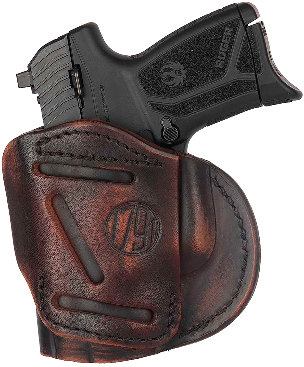 1791 Gunleather 4-Way Leather Holster Size 04 Vintage Brown Right Hand Belt Clip
