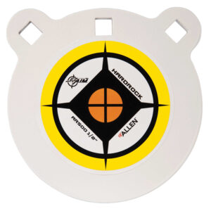 Allen EZ-Aim Hardrock AR500 6-inch 1/2-inch steel gong target white/yellow/black
