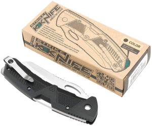 Strike Industries K1 folding knife 3.51in AUS-8A blade black textured handle