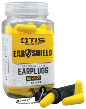 Otis EarShield Premium foam earplugs yellow 50 pair with waterproof screw-top canister