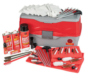 Shooters Choice Bullseye Box 900MC multi-caliber cleaning kit in tackle-box case with rods and brushes