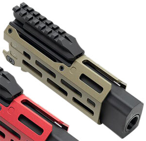 Strike Industries 6-inch M-LOK Flat Dark Earth handguard with faux suppressor for CZ Scorpion EVO
