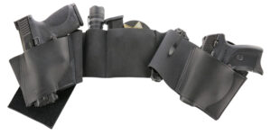 Galco UnderWraps 2.0 Medium Black leather/nylon belly band holster with dual holster pockets