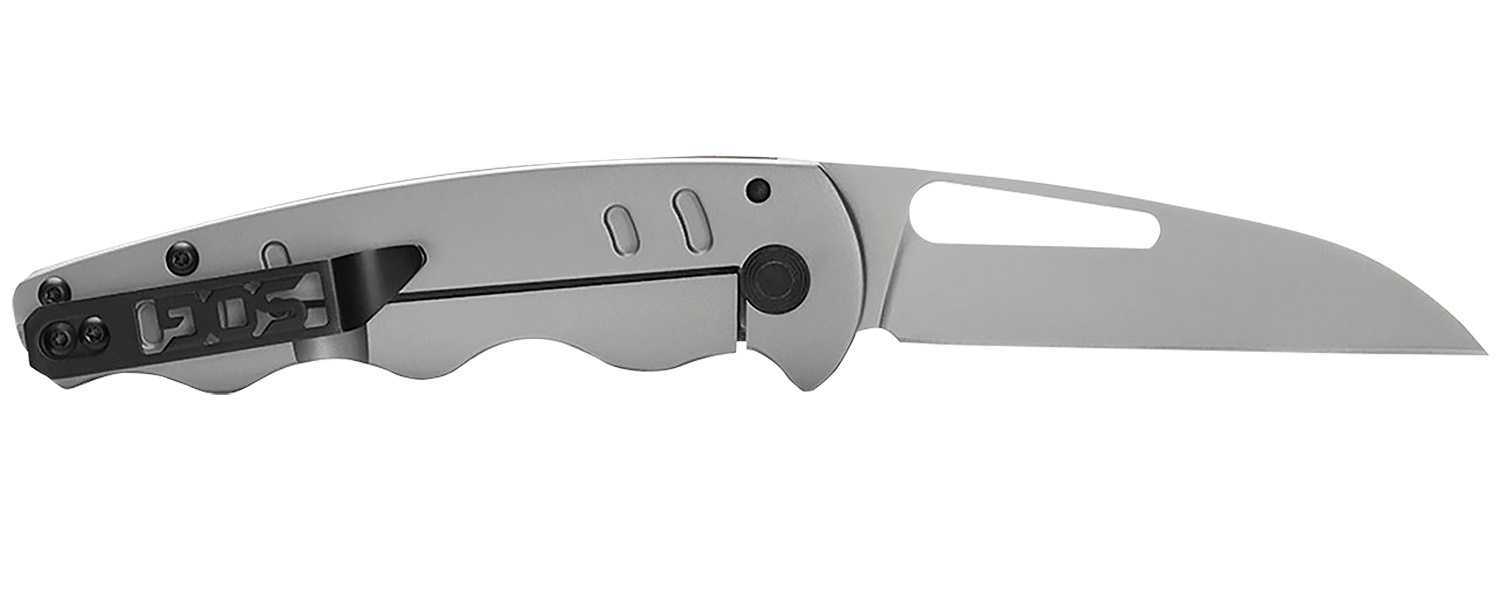 SOG Escape FL 3in Sheepsfoot folding knife silver stainless handle