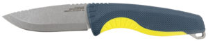 S.O.G Aegis FX knife, 3.70 inch stonewashed 4116 Krupp stainless blade, indigo/green handle, nylon sheath