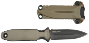 SOG Pentagon FX Covert fixed spear point knife CPM S35VN titanium nitride FDE G10 handle