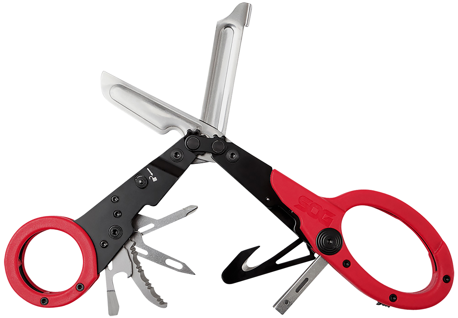 SOG ParaShears red multi-tool with shears and glass breaker