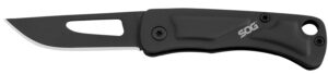 S.O.G Centi I folding knife, 1.40 inch stainless steel blade, black stainless steel handle
