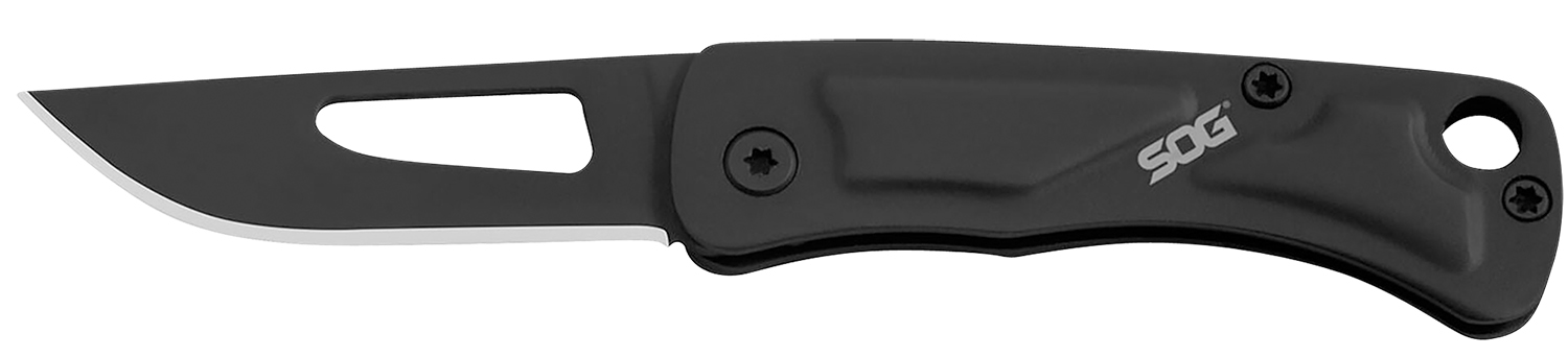 S.O.G Centi I folding knife, 1.40 inch stainless steel blade, black stainless steel handle