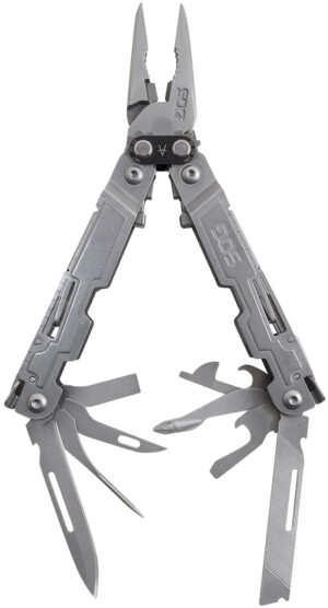 S.O.G PowerAccess multi-tool stonewash stainless steel open and closed views