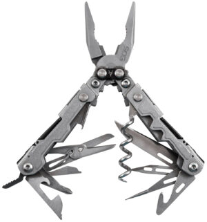 SOG PowerLitre stonewashed multi-tool showing pliers and folded tools