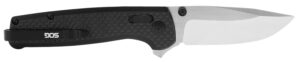 SOG Terminus XR folding knife with satin CPM S35VN clip point blade and black G10/carbon fiber handle