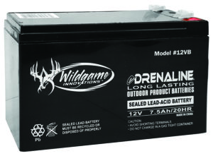 Wildgame Innovations Edrenaline 12V rechargeable sealed lead-acid battery, black, tab-style terminals