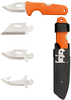 Cold Steel Click-N-Cut Hunter CS-40AL knife, 2.50 in satin 420J2 blade, orange ABS handle with sheath
