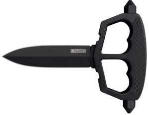 Cold Steel CS80NT3 Chaos Push Knife 5" Fixed Plain Black Matte Powder Coat SK-5 Steel Blade/ Black w/D-Guard Handle Griv-Ex w/Overmold Kray-Ex Handle Includes Belt Loop/Sheath