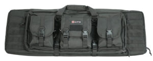 G Outdoors DRC36 36-inch double rifle case black 600D polyester with pistol sleeves and MOLLE webbing