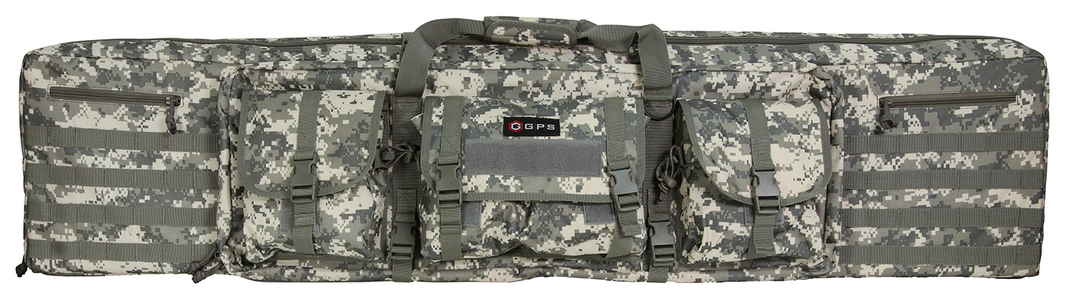 G*Outdoors DRC55ACU double rifle case A-TACS AU 600D polyester with lockable zippers and MOLLE webbing