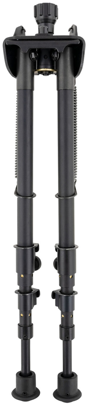 Harris S-25CP swivel bipod on Picatinny rail, adjustable 13.5-27 inches, steel and aluminum, rubber feet
