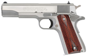 Colt 1911 Government .45 ACP 5-inch brushed stainless with double diamond wood grips