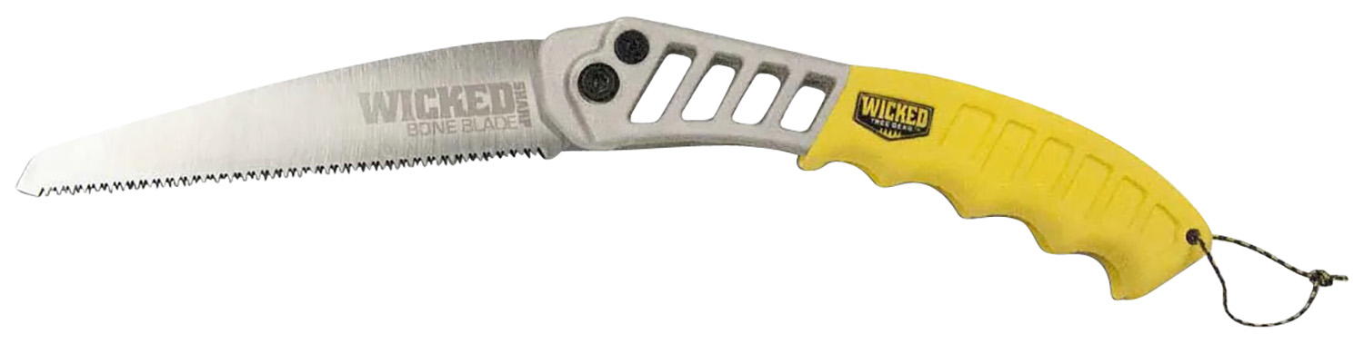 Wicked Tree Gear WTG007 folding saw with 7-inch high carbon steel blade and yellow overmold aluminum handle