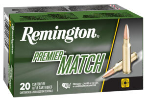 Remington Premier Match .223 Rem 52gr ammunition box, 20 rounds per box