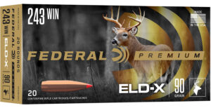 Box of Federal Premium ELD-X 243 Winchester 90 grain ammunition