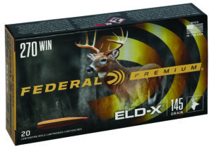 Box of Federal Premium 270 Winchester 145 grain ELD-X ammunition