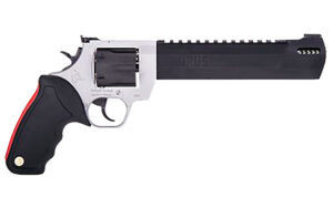 Taurus Raging Hunter .500 S&W Magnum 10-inch two-tone revolver with ported barrel and black rubber grip, 5-shot