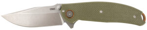 Columbia River CRKT Butte 2471 folding knife with 3.36-inch D2 stonewashed blade and OD green G10 handle