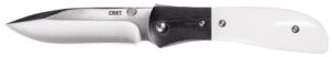 CRKT M4-02M folding knife 3.25in drop-point blade white resin-infused handle black G10 bolsters