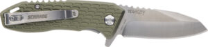 Schrade Tenacity 1159317 folding knife with AUS-10A satin blade and green aluminum handle