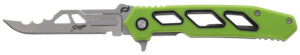 Schrade Isolate Enrage 7 folding knife with 2.6-inch replaceable blade and green non-slip handle