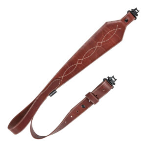 Heritage Western scallop brown leather rifle sling, adjustable 28-35 inches
