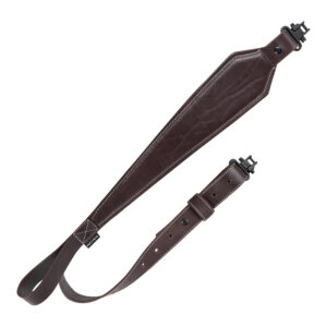 Heritage Cases 8511 dark mahogany leather rifle sling, 28-35 in, padded straps with thumb hold