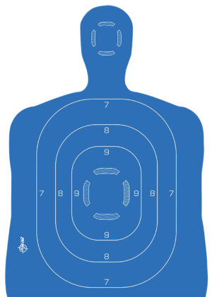 EZ-Aim silhouette paper target 23 x 35 inches self-adhesive blue and white