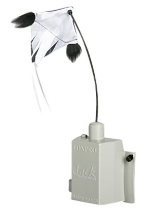 Foxpro FoxJack 3 woodpecker decoy topper in black and white with rechargeable motion unit