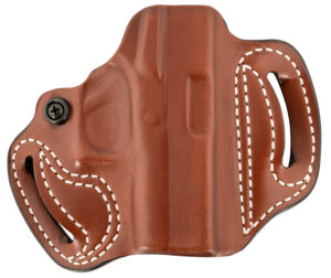 DeSantis Mini Slide tan leather OWB belt slide holster for Glock 43/43x/48, right-hand, fits 1.75-inch belt