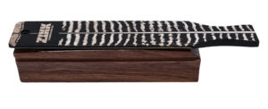 Zink Hick Talker double-sided box turkey call with walnut trough and hickory haddle, multi-color wood
