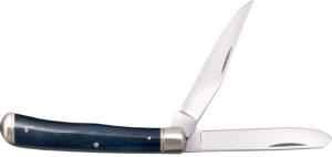 Cold Steel Trapper folding knife with two 3-inch blades, dark blue bone handle and polished bolsters
