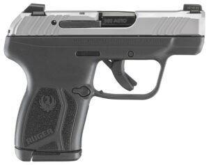 Ruger LCP Max .380 ACP matte stainless slide with black polymer frame, right side view