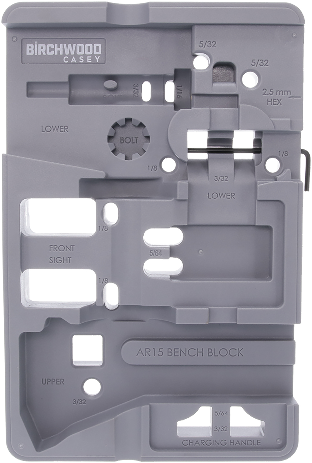 Birchwood Casey ARBENCH-BLOCK gray bench block for AR-15 receivers with integrated magnet