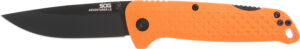 S.O.G Adventurer LB folding knife with 3.50-inch TiNi finished blade and blaze orange textured handle
