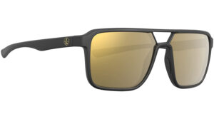 Leupold Bridger sunglasses with bronze mirror lens and matte black TR90 wraparound frame