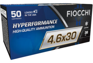 Fiocchi Hyperformance Defense 4.6x30mm 38gr Tipped Hollow Point ammunition box