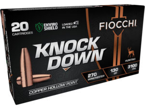 Box of Fiocchi Knock Down .270 Winchester 130gr copper hollow-point ammunition