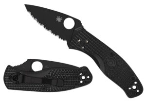 Spyderco Persistence Lightweight folding knife with 2.75 inch black oxide blade and black textured FRN handle