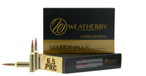 Weatherby Select Plus 6.5 PRC 124gr Hammer Custom ammunition box and cartridges