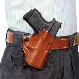 DeSantis Mini Scabbard tan leather OWB belt slide holster for Springfield Hellcat OSP, right hand